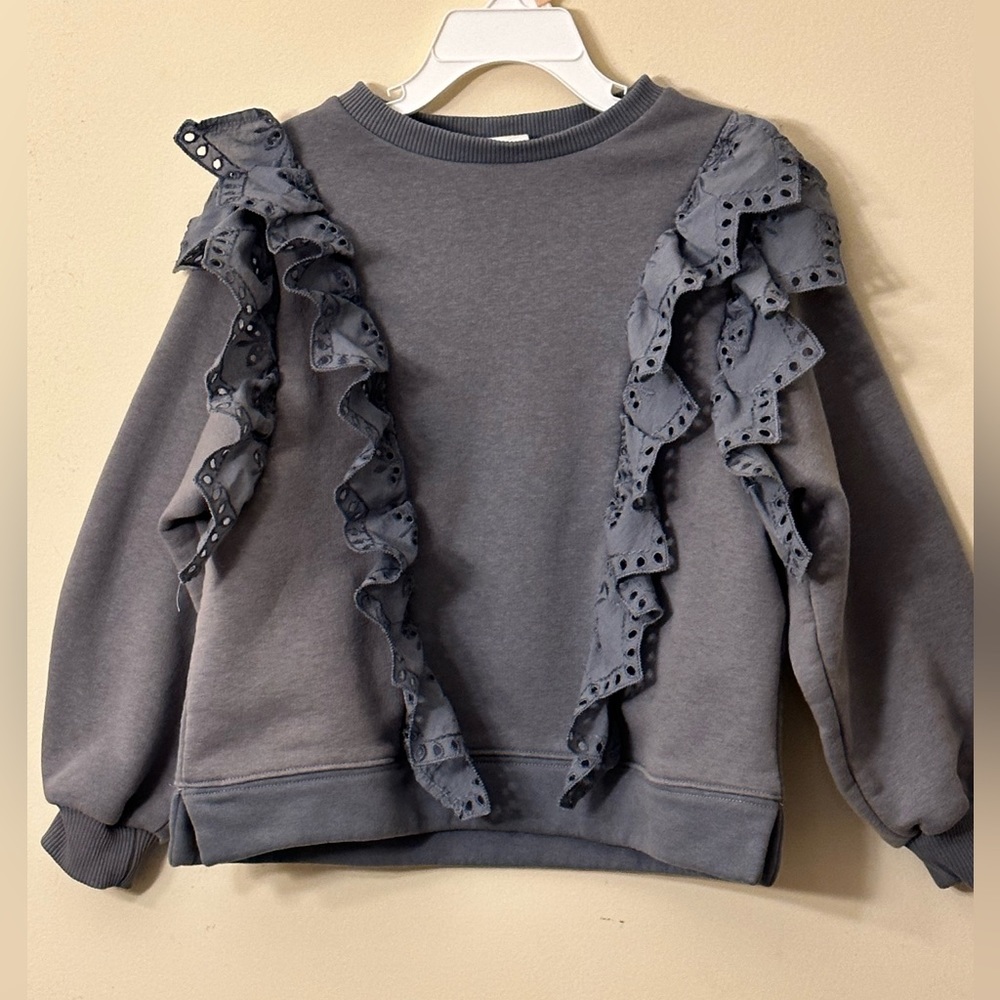 Zara sweatshirt with eyelet ruffle